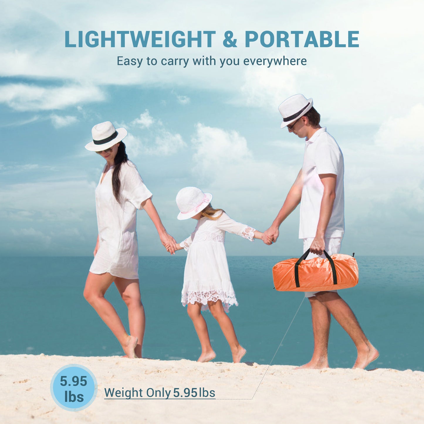Aship Beach Tent, Spacious 4-5 Person Sun Shelter with Canopy, 360° Air Circulation UPF 50+ UV Protection Waterproof Portable Lightweight Tent for Beach
