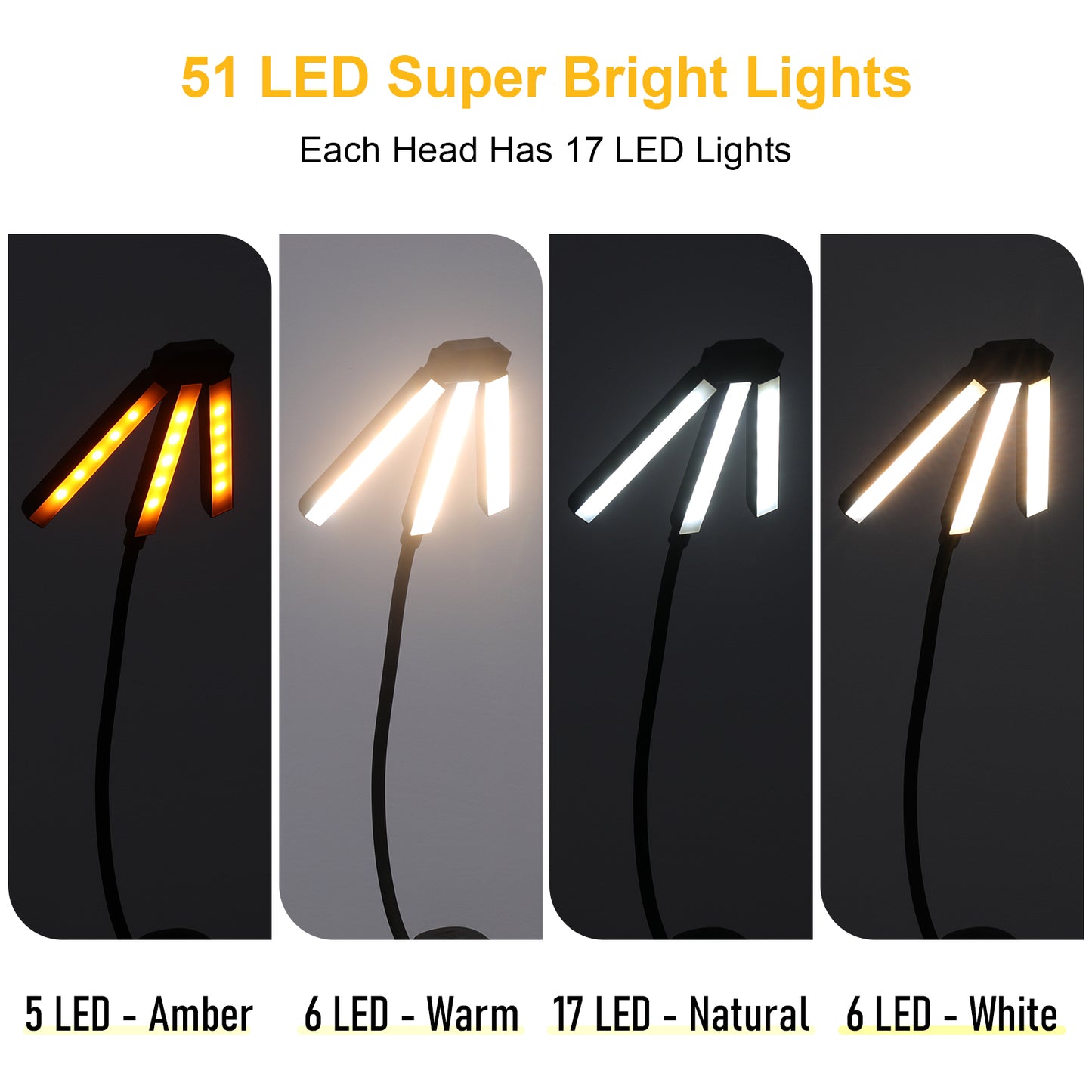 Aship Tri-Head Adjustable Book Light,3 Colors 12 Brightness Levels Clip on Reading Book,Eye-Care Clip on Reading Light Up to 100 Hrs,Perfect Little Book Light for Readers & Kids