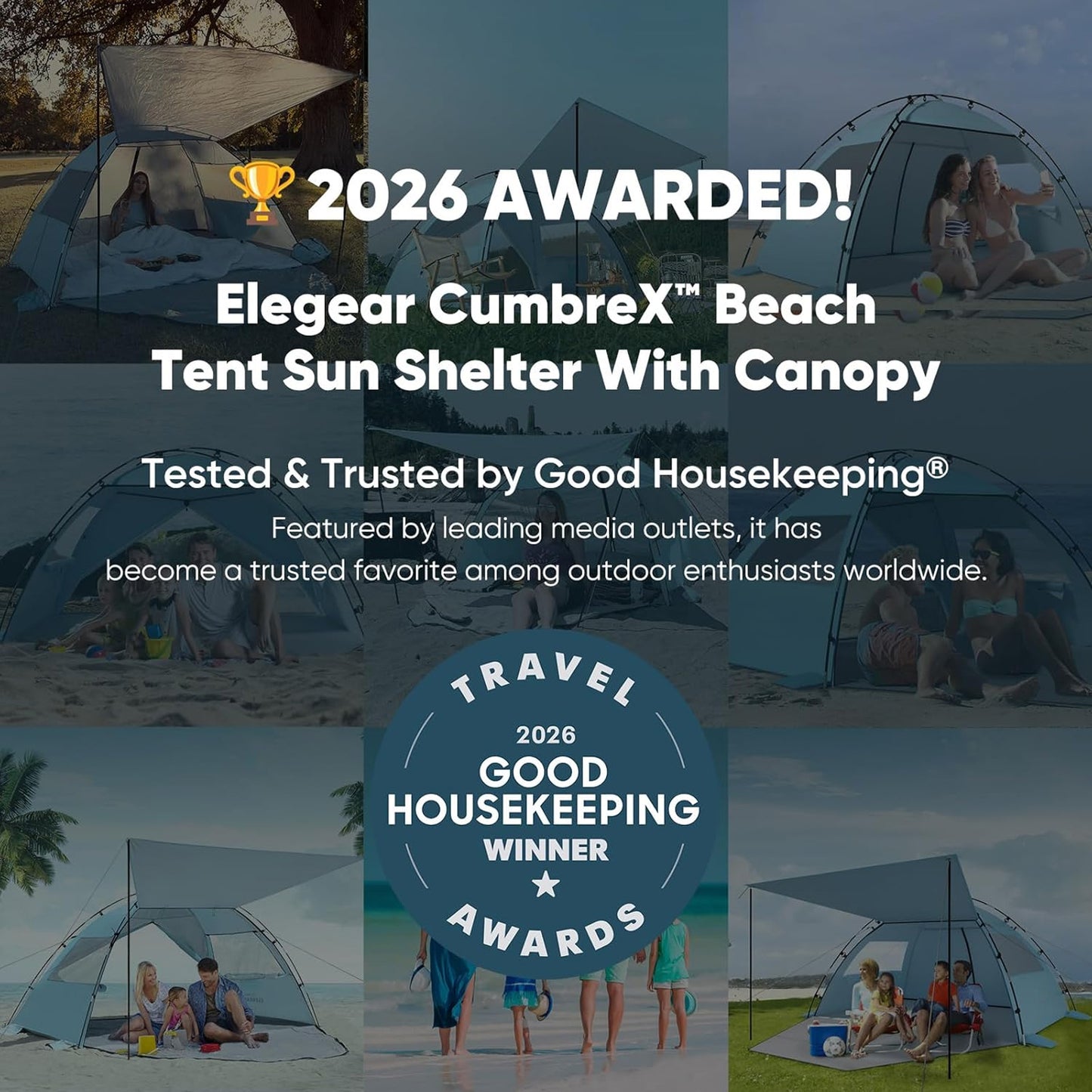 Aship Beach Tent, Spacious 4-5 Person Sun Shelter with Canopy, 360° Air Circulation UPF 50+ UV Protection Waterproof Portable Lightweight Tent for Beach Dark Blue