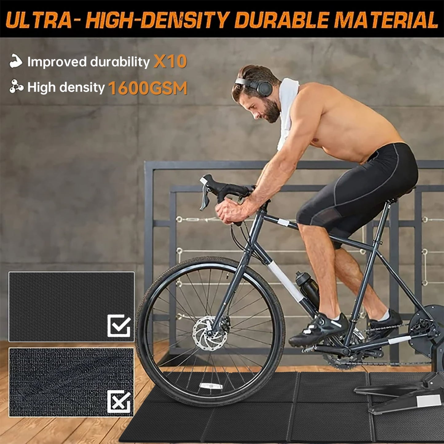 Aship Foldable Treadmill Mat, 72''x32'' High Density Non-Slip Exercise Equipment Mat for Stationary Bike/Indoor Riding/Home Gym, 1/4" Thick Hardwood Floor Carpet Protection, Noise Shock Absorption
