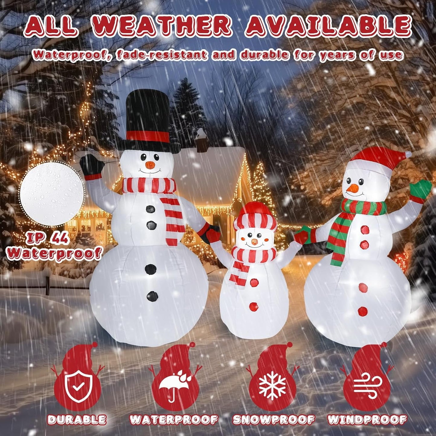 Aship 6x8FT Christmas Inflatable Snowman Family, Christmas Blow Up Yard Snowman Outdoor Decor with Rotating LED Ligh for Indoor Outdoor Yard Patio Lawn Garden Party