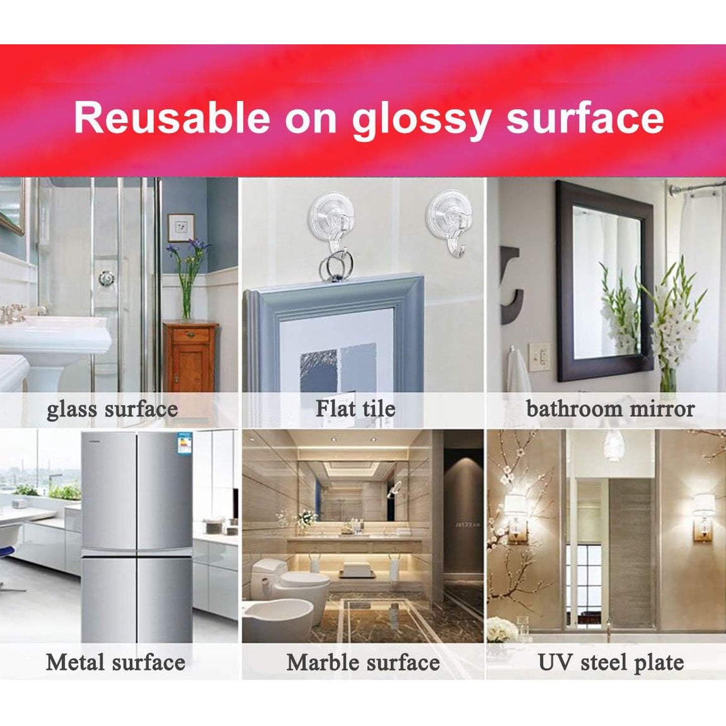 Aship Heavy Duty Suction Cup Hooks, 2 Pcs Clear Strong Suction Hooks 6.6 lbs Load, Waterproof Reusable Shower Suction Hooks for Window Glass Tile, Suction Cups for Bathroom Kitchen Wreath Hanger
