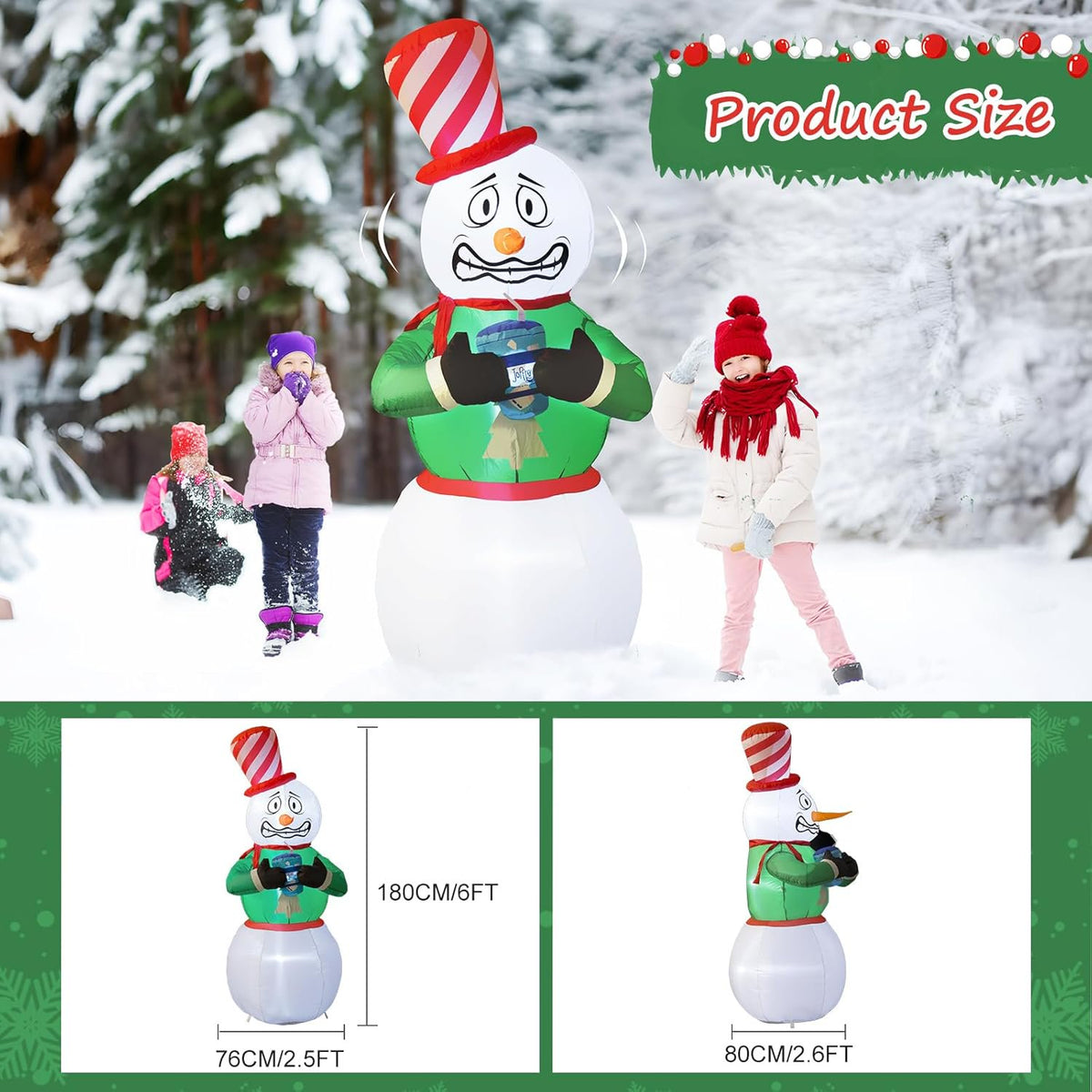 Aship 6 FT Animated Snowman Christmas Inflatables Outdoor Decorations, Shivering Snowman Inflatable with LED Lights, Funny Christmas Blow Up Yard Decorations for Garden Patio Lawn Party Xmas Decor
