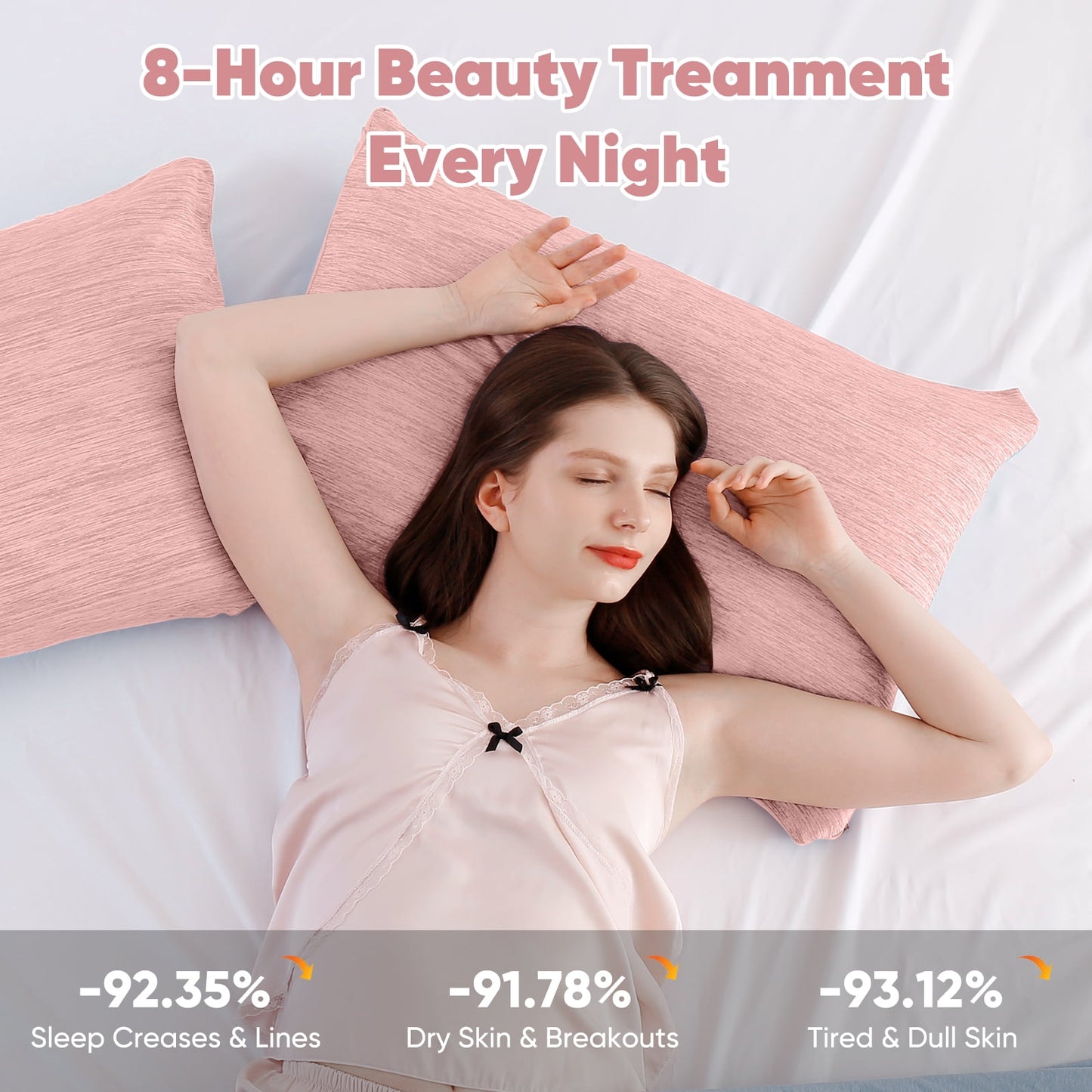 Aship Arc-Chill Cooling Pillow Cases, Q-Max >0.45 Jade-Infused Dual-Sided Summer Cooling Pillowcase, Smoother Skin & Frizz-Free Hair, Hidden Zipper, Machine Washable, Queen 20''x30'', 2 Pack Pink