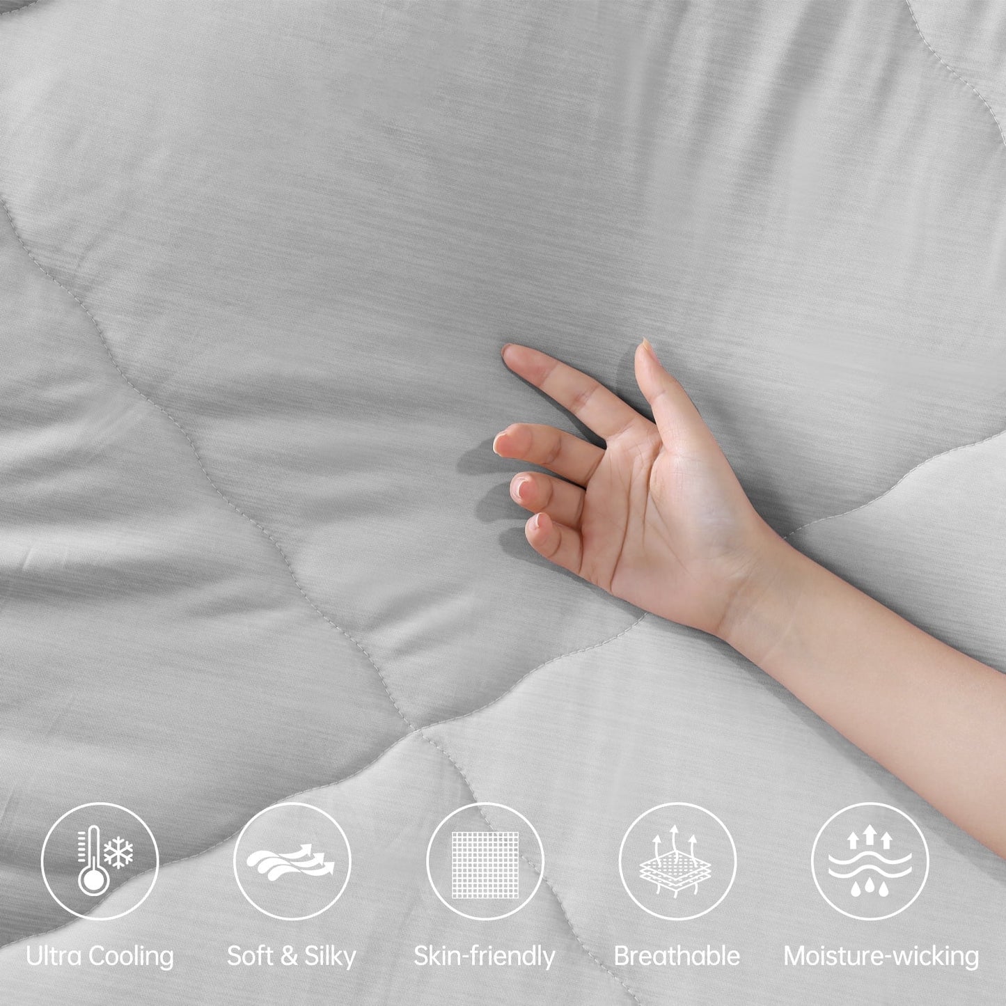 Aship Cooling Comforter Queen, Double Sided Cooling Blanket for Hot Sleepers, Q-Max 0.45, Arc-Chill Cooling Fabric, Lightweight Breathable Summer Comforter 79*87 in