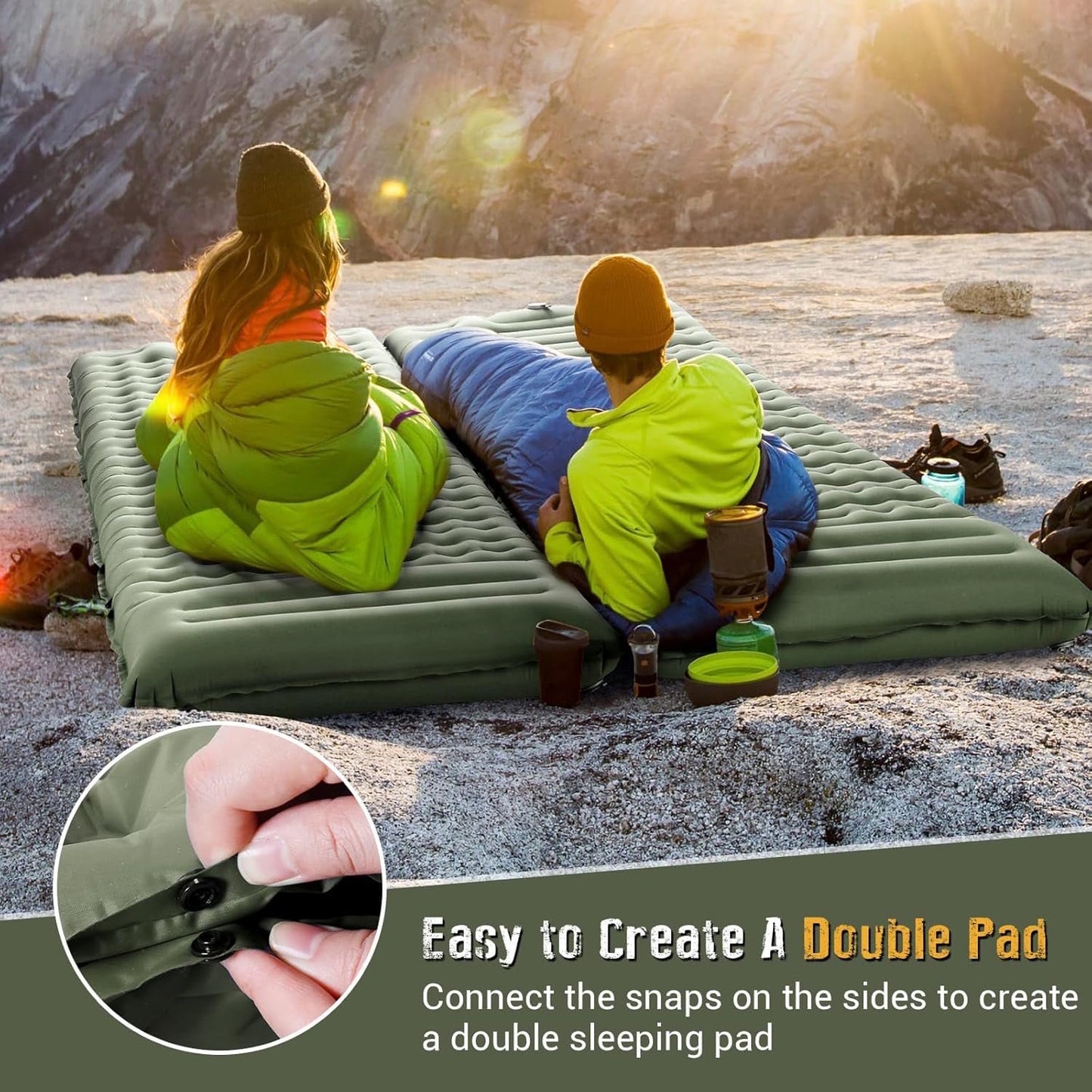 Aship 4.7" Thick Sleeping Pad for Camping, 500 lbs Camping Mattress with Foot Pump & Pillow, Upgraded Support Sleeping Mat Camping for Hiking Tent Backpack, 40D Nylon + TPU Coating, Single, Green