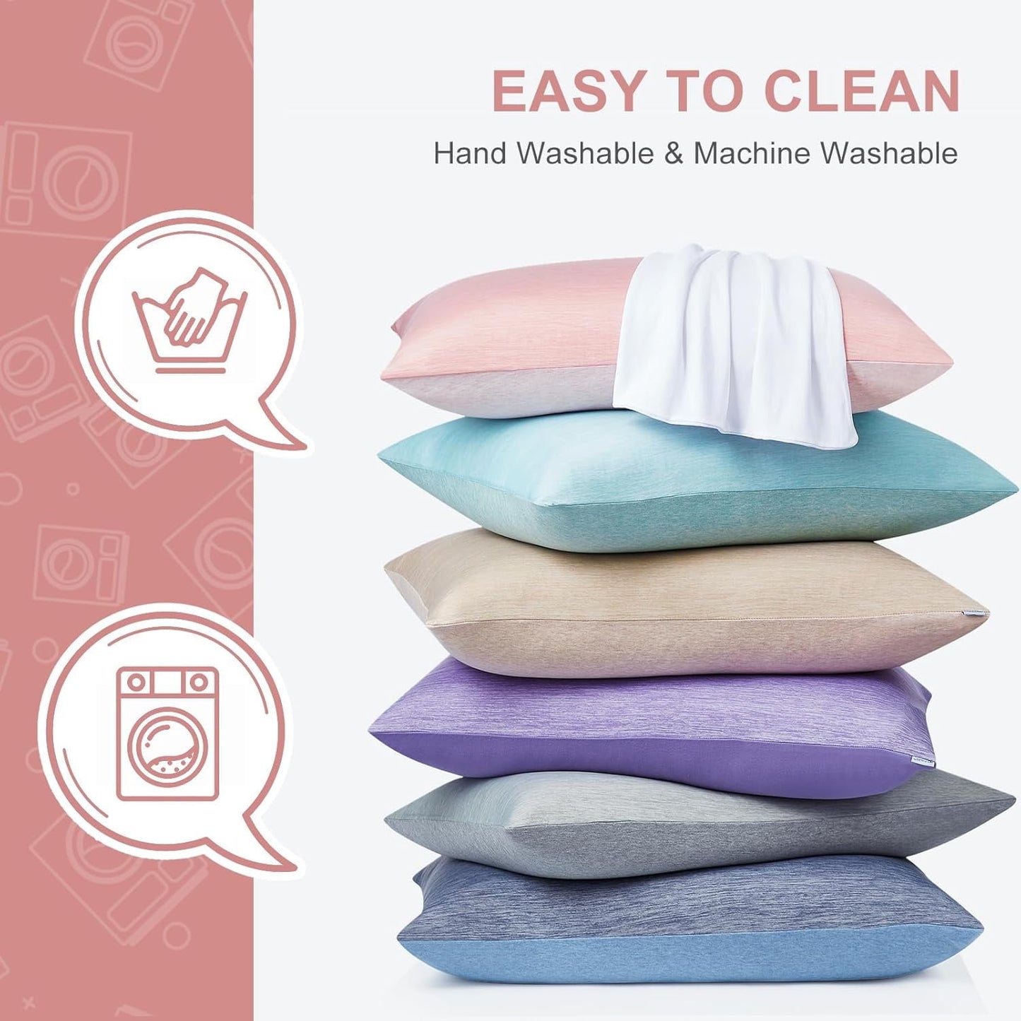 Aship Arc-Chill Cooling Pillow Cases, Q-Max >0.45 Jade-Infused Dual-Sided Summer Cooling Pillowcase, Smoother Skin & Frizz-Free Hair, Hidden Zipper, Machine Washable, King 20''x36'', 2 Pack Pink