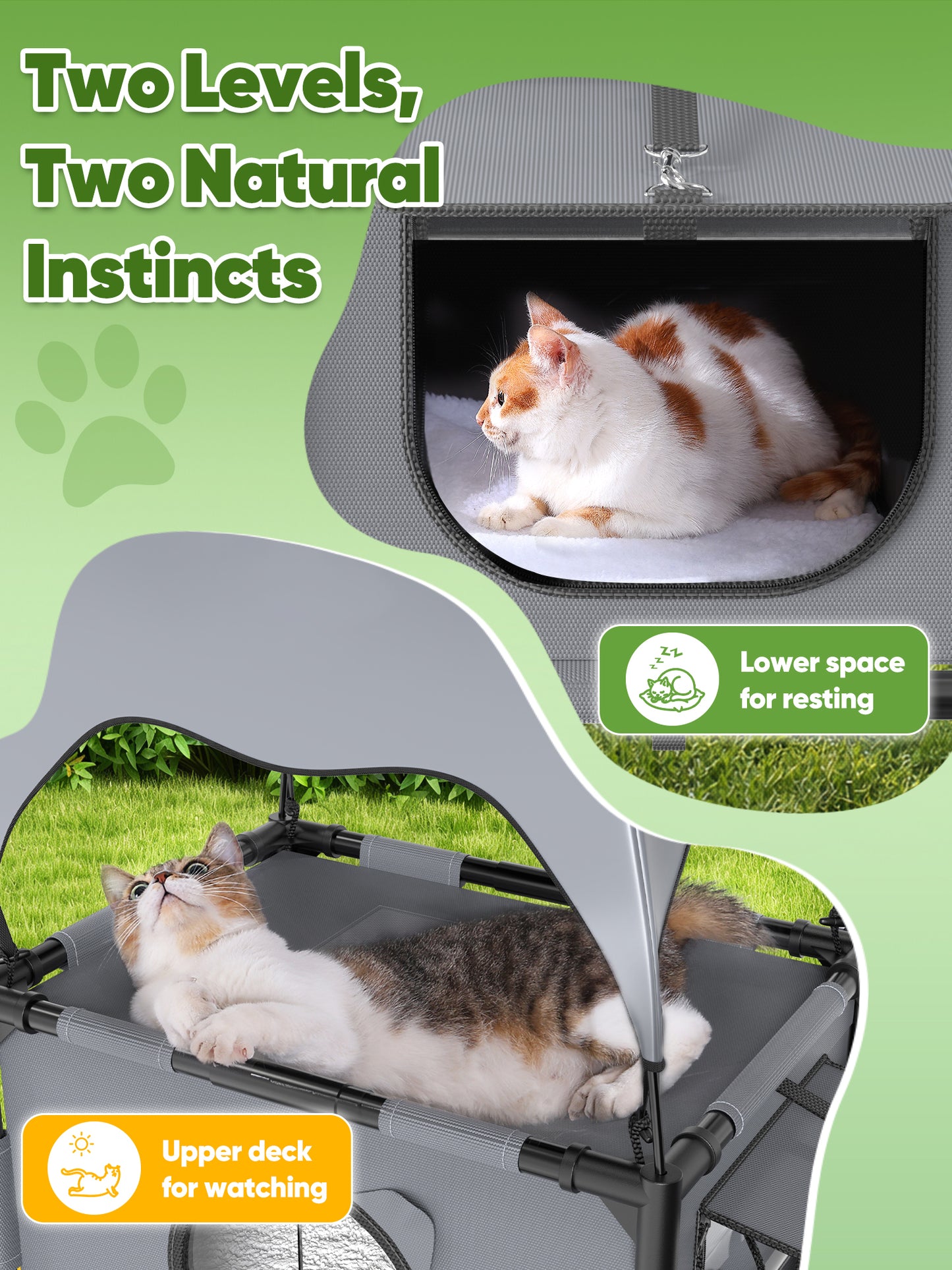 Aship Elevated Outdoor Cat House, Dual-layer Oxford Cat House with Canopy & Reversible Mat, Breathable & Moisture-Resistant Outdoor Cat Shelter for Multiple Cats