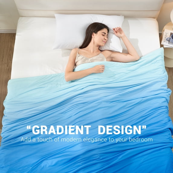 Aship Cooling Comforter King Size, Gradient Dual-Sided Q-Max>0.5 Arc-Chill Summer Comforter, Breathable Skin-Friendly Cooling Quilt for Hot Sleepers 90" x 108" Blue