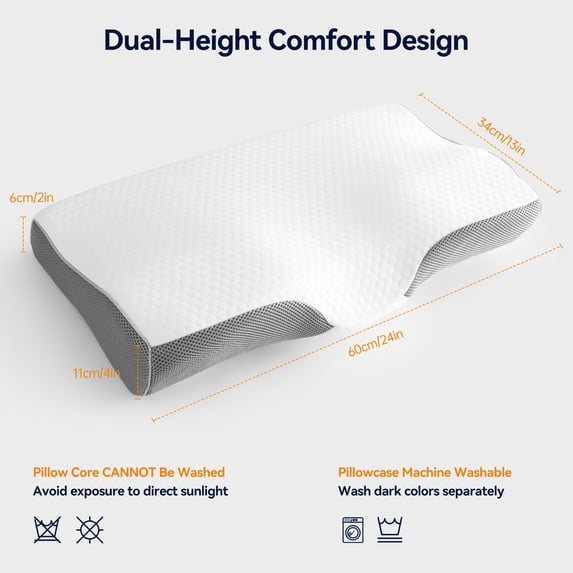 Aship Cervical Pillow for Neck Pain Relief, Ergonomic Contour Memory Foam Pillows, Breathable Cooling Pillow for Hot Sleepers, Neck Pillow for Side Back Stomach Sleeper, Machine Washable, 24''x13''