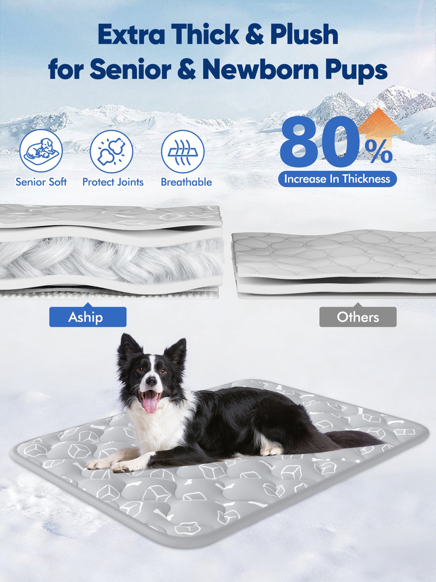 Aship Thicken Pet Cooling Mat, Self-Cooling Mat for Cat, QMX>0.5 Breathable Color Changing Pad, Anti-slip Waterproof Washable