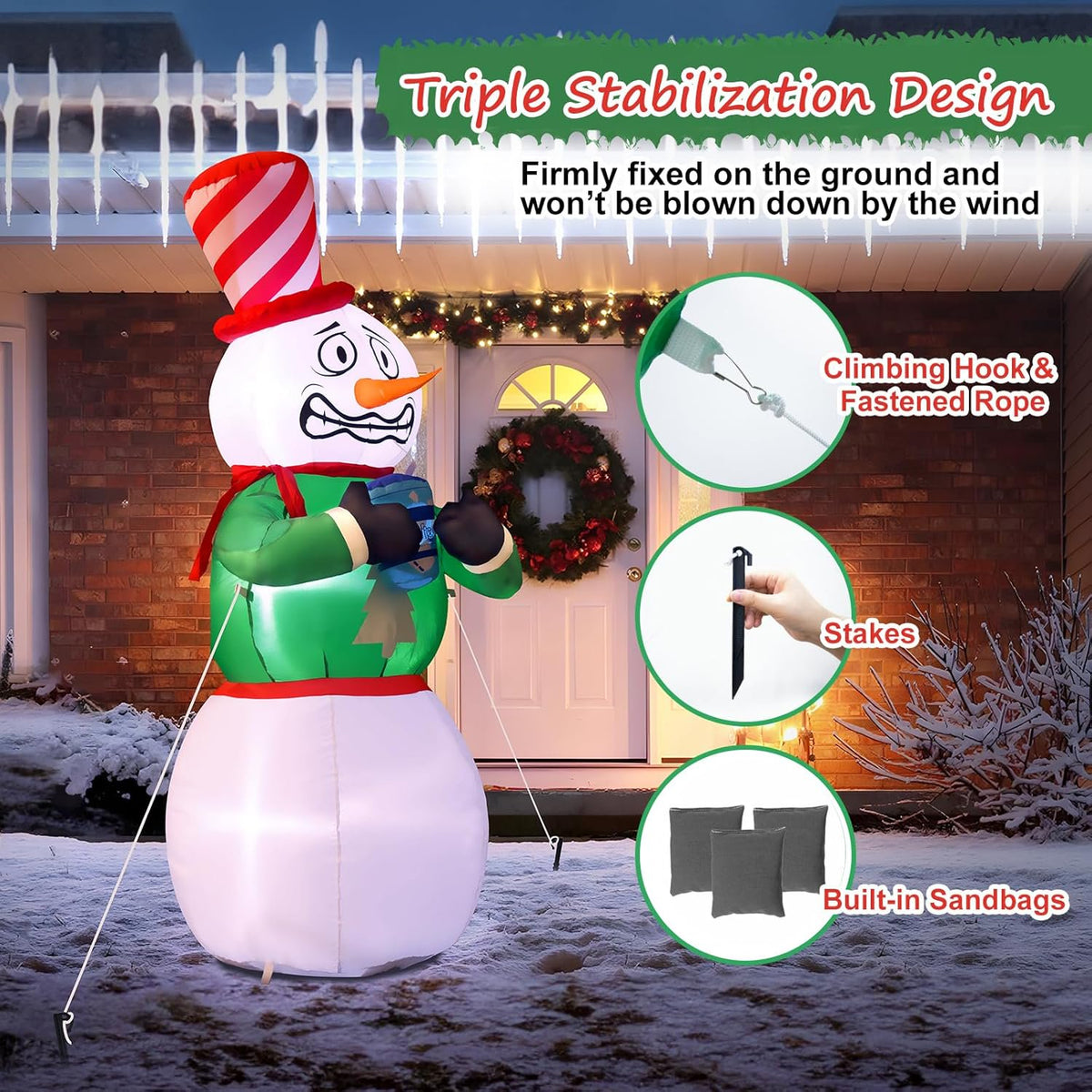 Aship 6 FT Animated Snowman Christmas Inflatables Outdoor Decorations, Shivering Snowman Inflatable with LED Lights, Funny Christmas Blow Up Yard Decorations for Garden Patio Lawn Party Xmas Decor