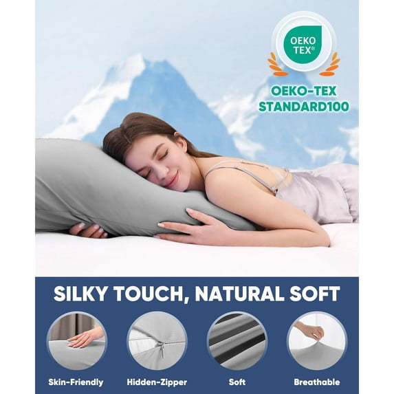 Aship Cooling Pillowcases, Q-max 0.55 Ultra-Chill & Stretch Summer Cooling Pillow Cases for Skin Hair & Hot Sleepers, OEKO-TEX Certified, Hidden Zipper, Machine Washable, King 20''x36'', 2 Pack Gray