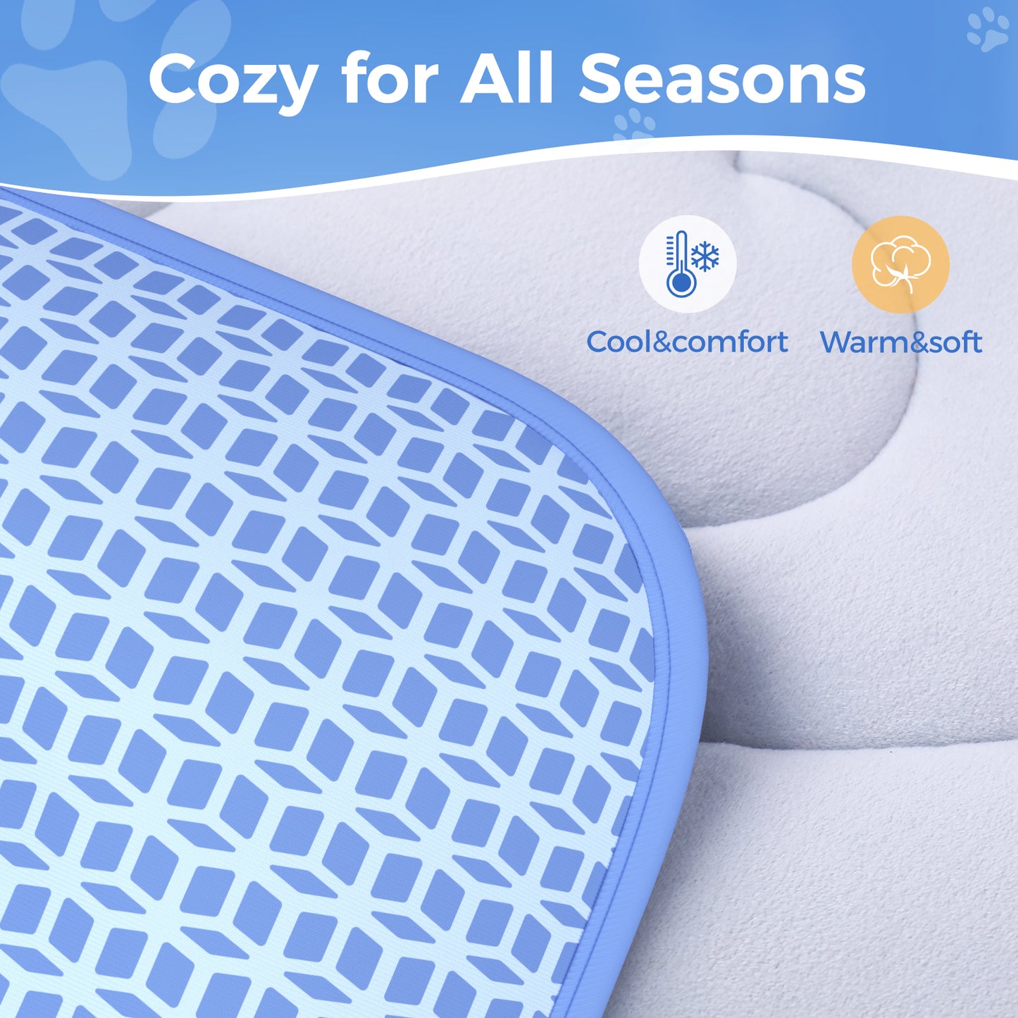 Aship Thicken Cooling Mat for Dog, Reversible PCM Dog Cooling Mat with Q-Max>0.5, Endothermic Color Changing Self-cooling Mat for All-Year Use