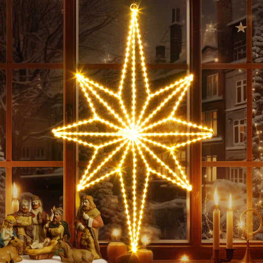 Aship 24.4in Christmas Bethlehem Star Lights, Plug in 360 LED Christmas Window Lights for Indoor Wall Bedroom Hanging Party Decoration
