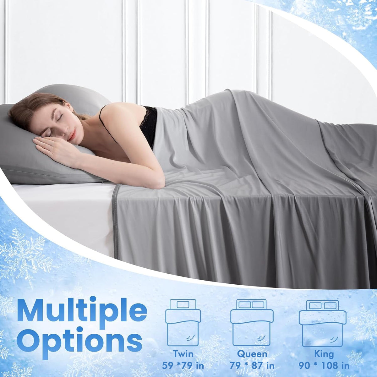Aship Gradient Cooling Blanket Queen Size 79"x86", Double-Sided Arc-Chill Summer Blanket Q-Max>0.5 , Breathable Cool Blanket Soft Silky Skin-Friendly Cooling Bed Blanket for Hot Sleeper,Gray