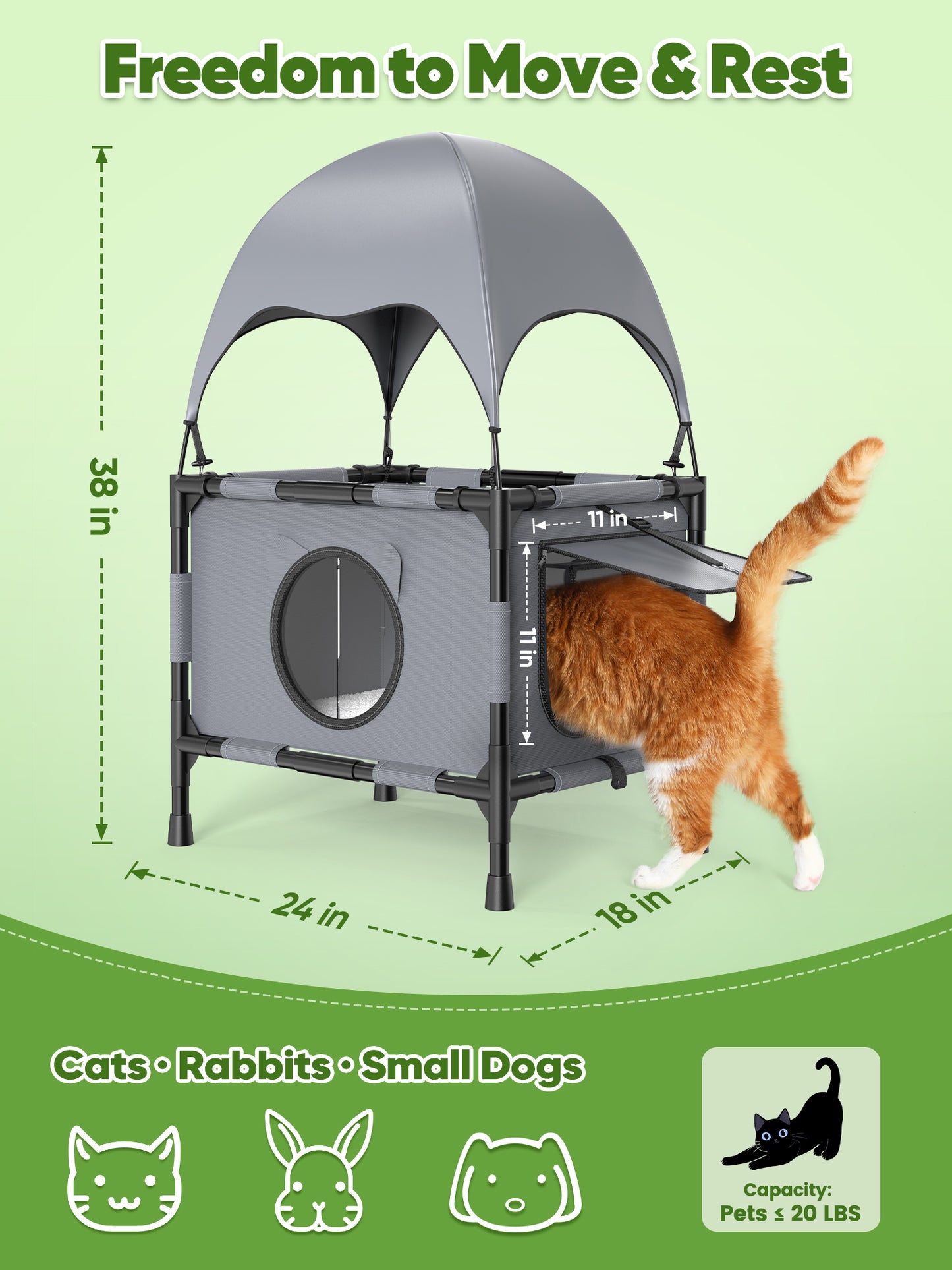 Aship Elevated Outdoor Cat House, Dual-layer Oxford Cat House with Canopy & Reversible Mat, Breathable & Moisture-Resistant Outdoor Cat Shelter for Multiple Cats