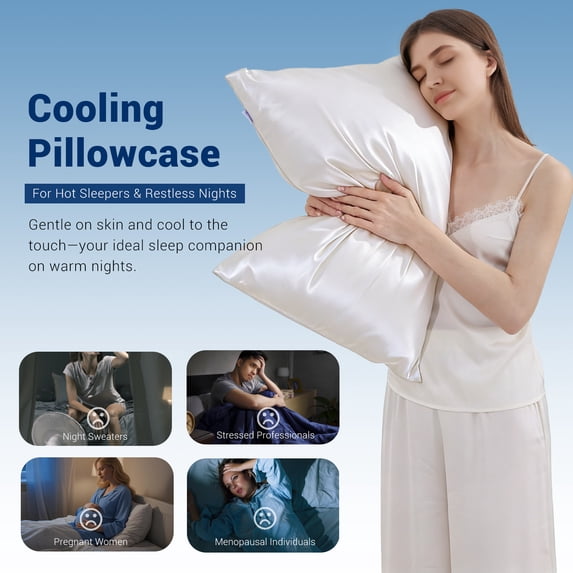 Aship Arc-Chill 3.0 Tech Cooling Pillow Cases, Q-max >0.5 Jade-Infused Silky Pillowcase for Hair & Skin, Breathable & Moisture-Wicking, Hidden Zipper, Machine Washable, King 20''x36'', 2 Pack White