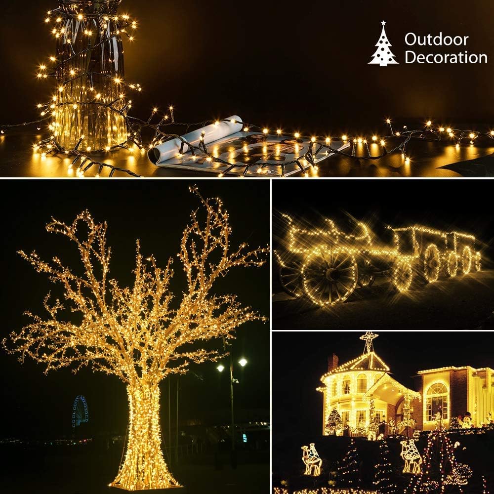 82FT Christmas String Lights 1000 LED, Outdoor Waterproof Christmas Lights with 8 Modes, Warm White Plug in Christmas Lights for Tree Xmas Holiday Wedding Party Decor
