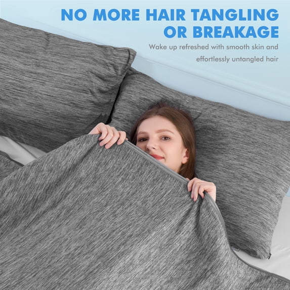 Aship Cooling Pillow Cases, Dual-Sided Summer Cooling Pillowcase, Arc-Chill Jade-Infused Fiber, Breathable Moisture-Wicking, Non-Slip Hidden Zipper, Machine Washable, Standard 20''x26'', 2 Pack Black