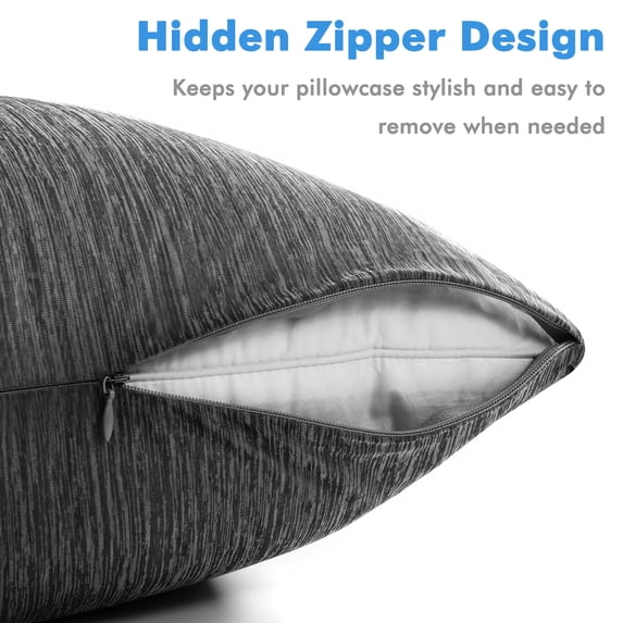 Aship Cooling Pillow Cases, Dual-Sided Summer Cooling Pillowcase, Arc-Chill Jade-Infused Fiber, Breathable Moisture-Wicking, Non-Slip Hidden Zipper, Machine Washable, Standard 20''x26'', 2 Pack Black