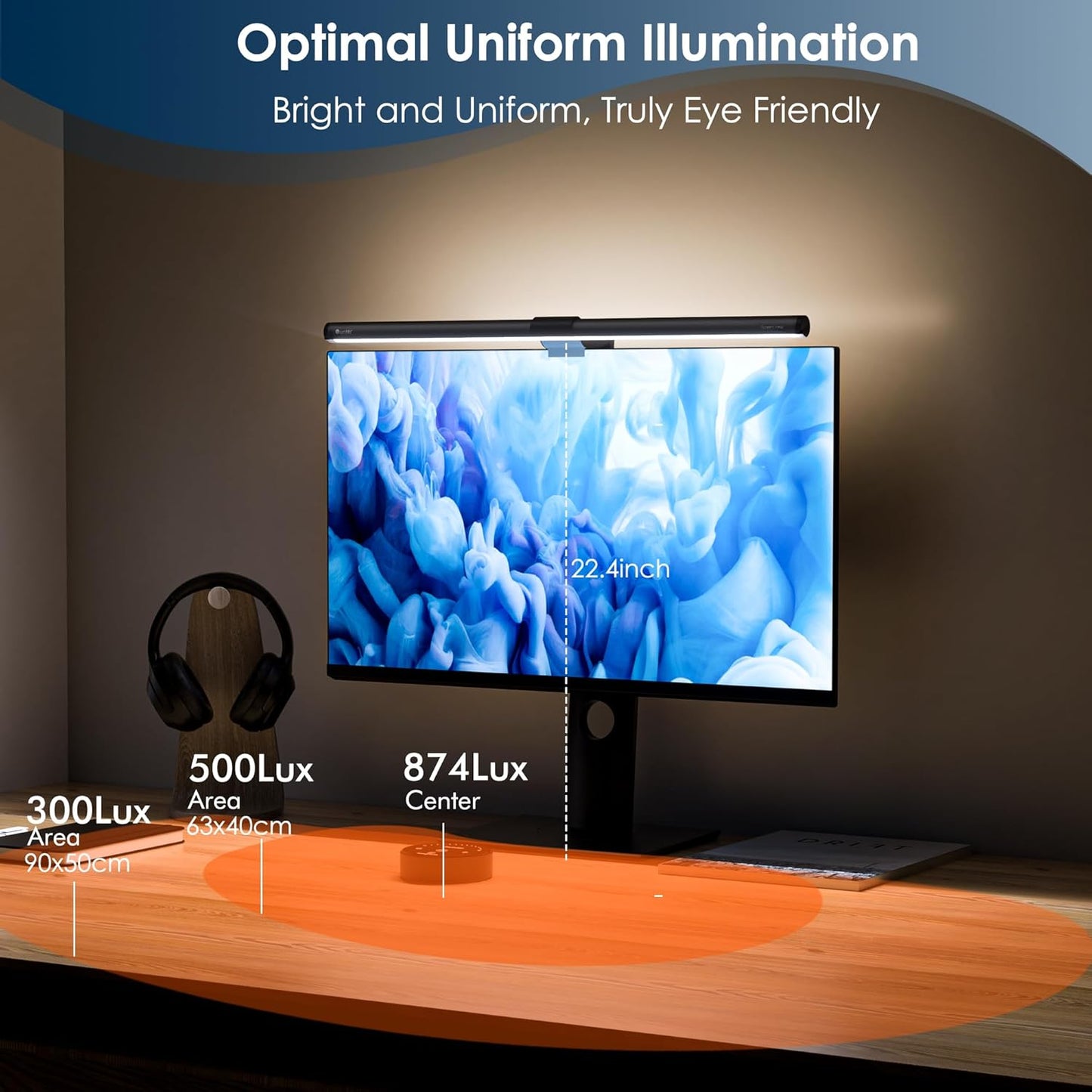 Aship Computer Monitor Light Bar with Remote Control, 15.74 Eye-Care Dual Light Screen Light Bar for Home Office Gaming, Stepless Dimming Brightness and Color Temperature, No Screen Glare, Gray