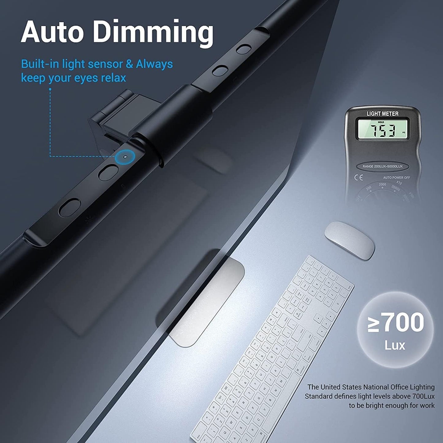 Aship Computer Monitor Light, Screen Light Bar No Glare, Ra95, 20.4'' Monitor Light Bar with Auto-Dimming, Adjustable Brightness and Color Temperature, USB Reading Desk Light for Desk/Home/Office
