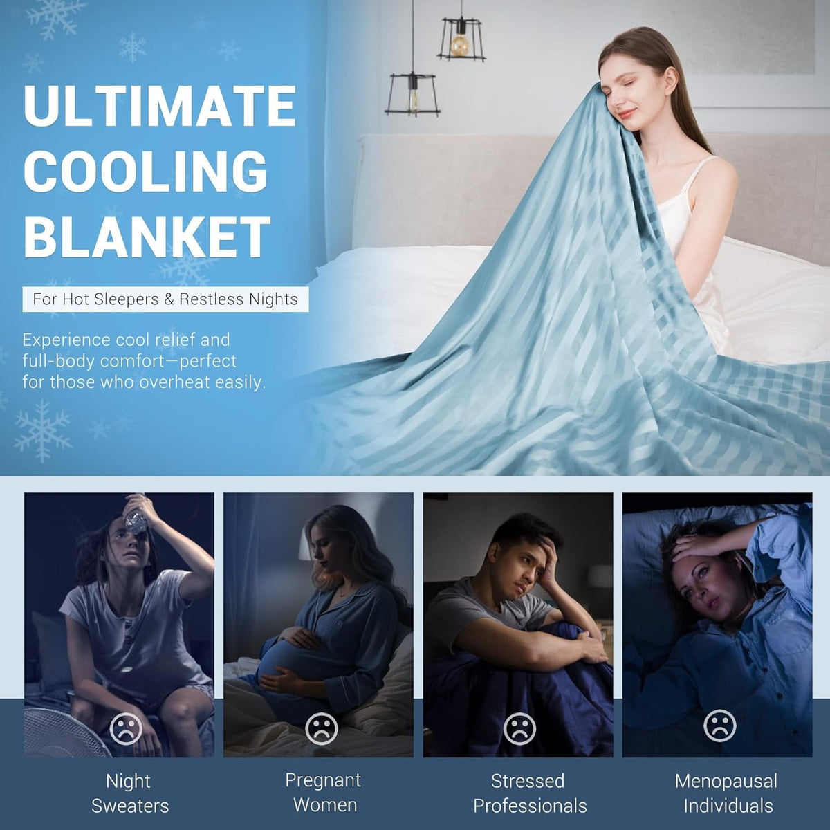 Aship Cooling Blankets Twin for Hot Sleepers Summer Blanket Thin Lightweight Breathable Soft Double Side Ice Cooling Blanket for Bed Couch Sofa Travel , Keep Cool for Night Sweats, Blue 59"x 79"