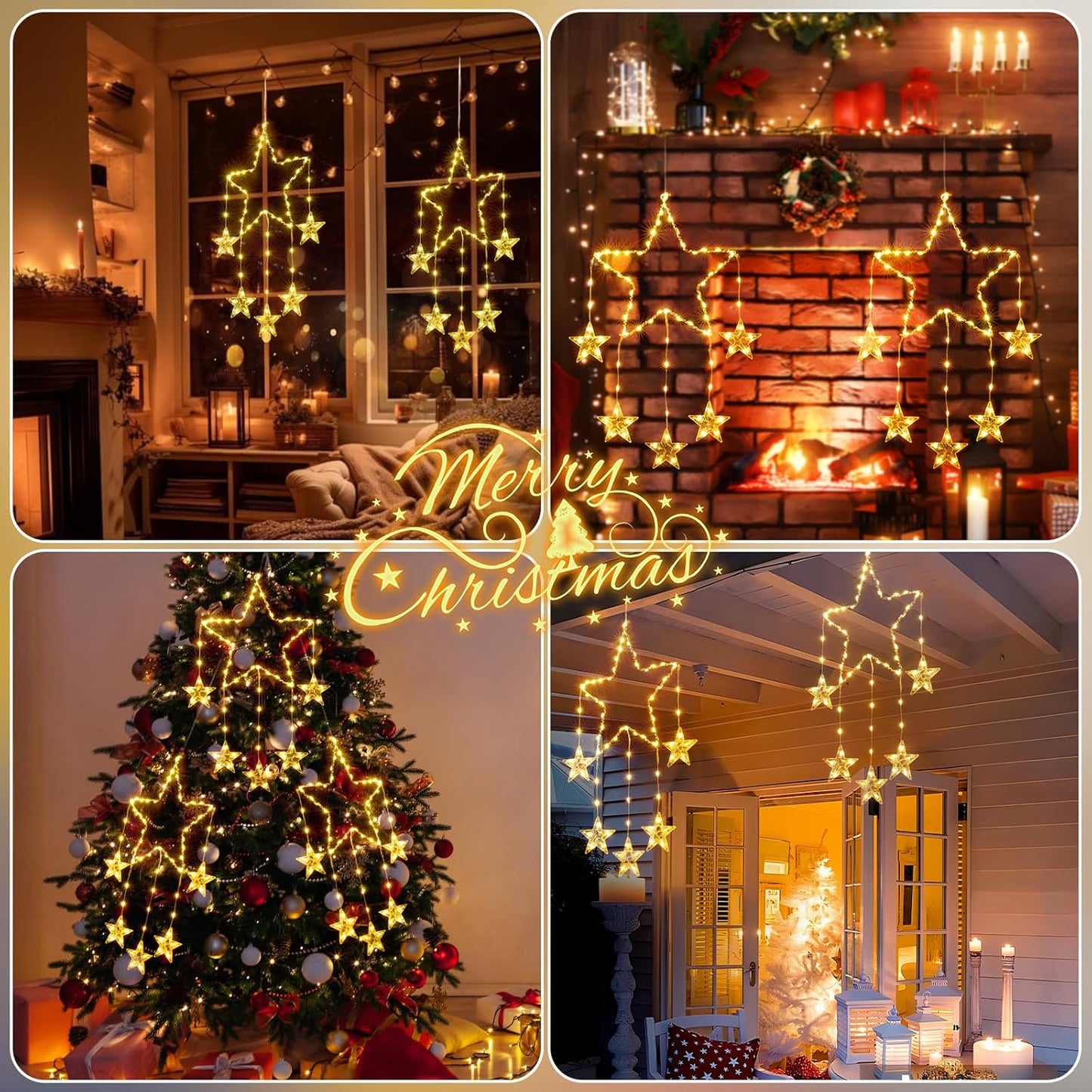 Aship Christmas Window Lights, 84 LEDs 12 Stars Window Lights, 8 Modes & Timer Memory Battery Operated Christmas Silhouette Decoration Lights