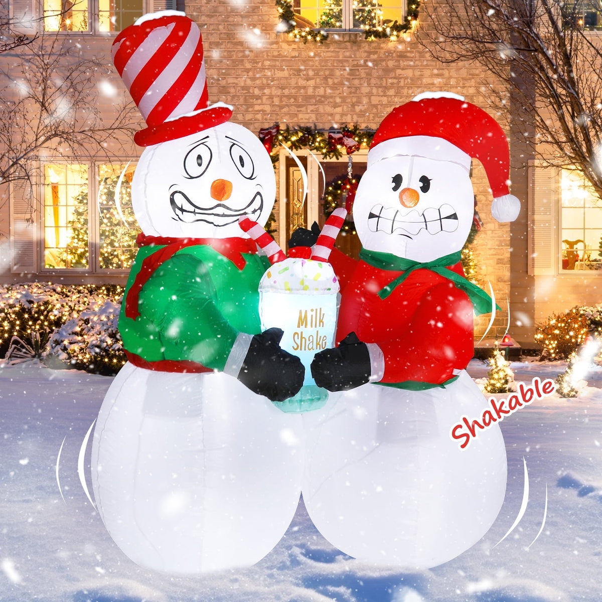 Aship 6 FT Animated Snowman Couple Christmas Inflatables Outdoor Decorations, Shivering Snowmen Inflatable with LED Lights, Funny Christmas Blow Up Yard Decorations for Garden Patio Lawn Xmas Decor