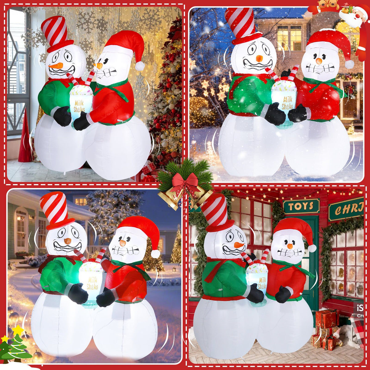 Aship 6 FT Animated Snowman Couple Christmas Inflatables Outdoor Decorations, Shivering Snowmen Inflatable with LED Lights, Funny Christmas Blow Up Yard Decorations for Garden Patio Lawn Xmas Decor