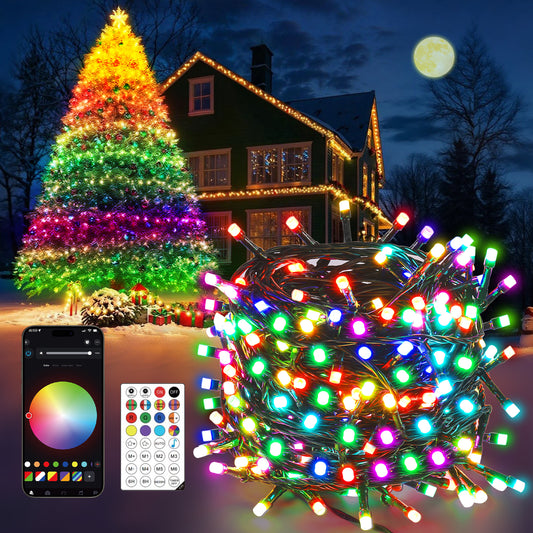 Aship Smart RGB Christmas String Lights with APP & Remote Control, 98.4Ft/300LEDs Color Changing DIY Music Sync Halloween Lights for Halloween Decoration Party Xmas Tree Indoor Outdoor