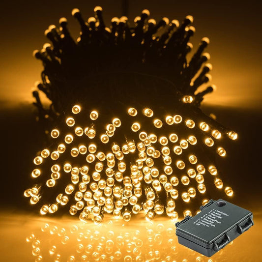 Aship 132ft Battery Operated Christmas Lights, 300 LED Battery Powered Christmas Tree Lights, 8 Modes Timer Waterproof Christmas String Lights for Christmas Tree Home Courtyard Warm White