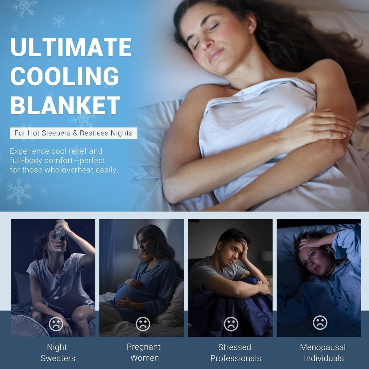 Aship Silver Infused Cooling Blanket Full 90"x90", Upgraded Arc-Chill 3.0 (Q-Max>0.5) Lightweight Breathable Cold Blanket for Hot Sleepers & Night Sweat, Summer Bed Blanket for Couch Sofa, Blue