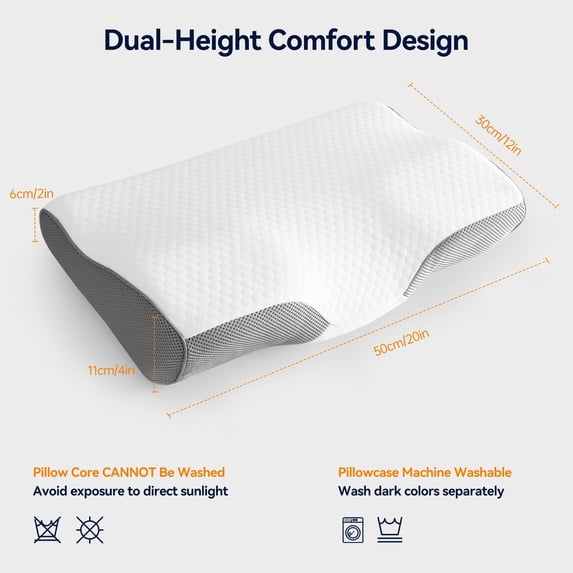 Aship Cervical Pillow for Neck Pain Relief, Ergonomic Contour Memory Foam Pillows, Breathable Cooling Pillow for Hot Sleepers, Neck Pillow for Side Back Stomach Sleeper, Machine Washable, 20''x12''