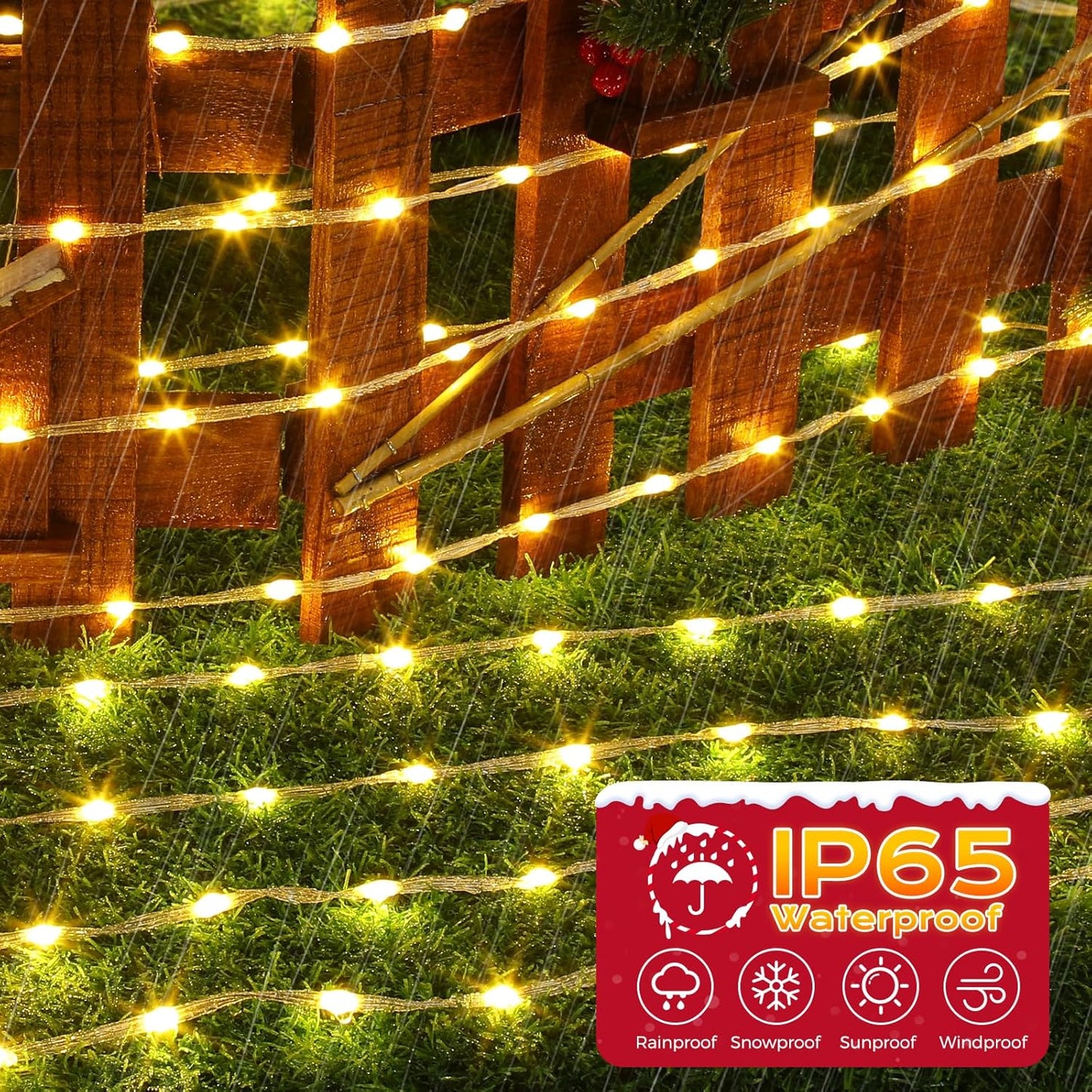 Aship LED Christmas Lights 65FT, 400LED 9 Modes Chasing Waterproof Clear Wire Christmas Tree Lights, Ultra-Bright Plug in Xmas Strip Lights for Outdoor Indoor House Holiday Decor