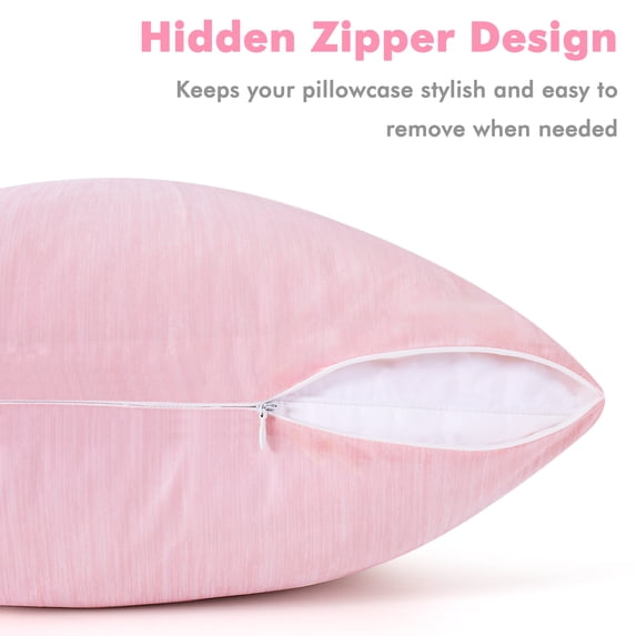 Aship Cooling Pillow Cases, Dual-Sided Summer Cooling Pillowcases, Arc-Chill Jade-Infused Fiber, Breathable & Moisture-Wicking, Non-Slip Hidden Zipper, Machine Washable, King 20''x36'', 2 Pack Pink