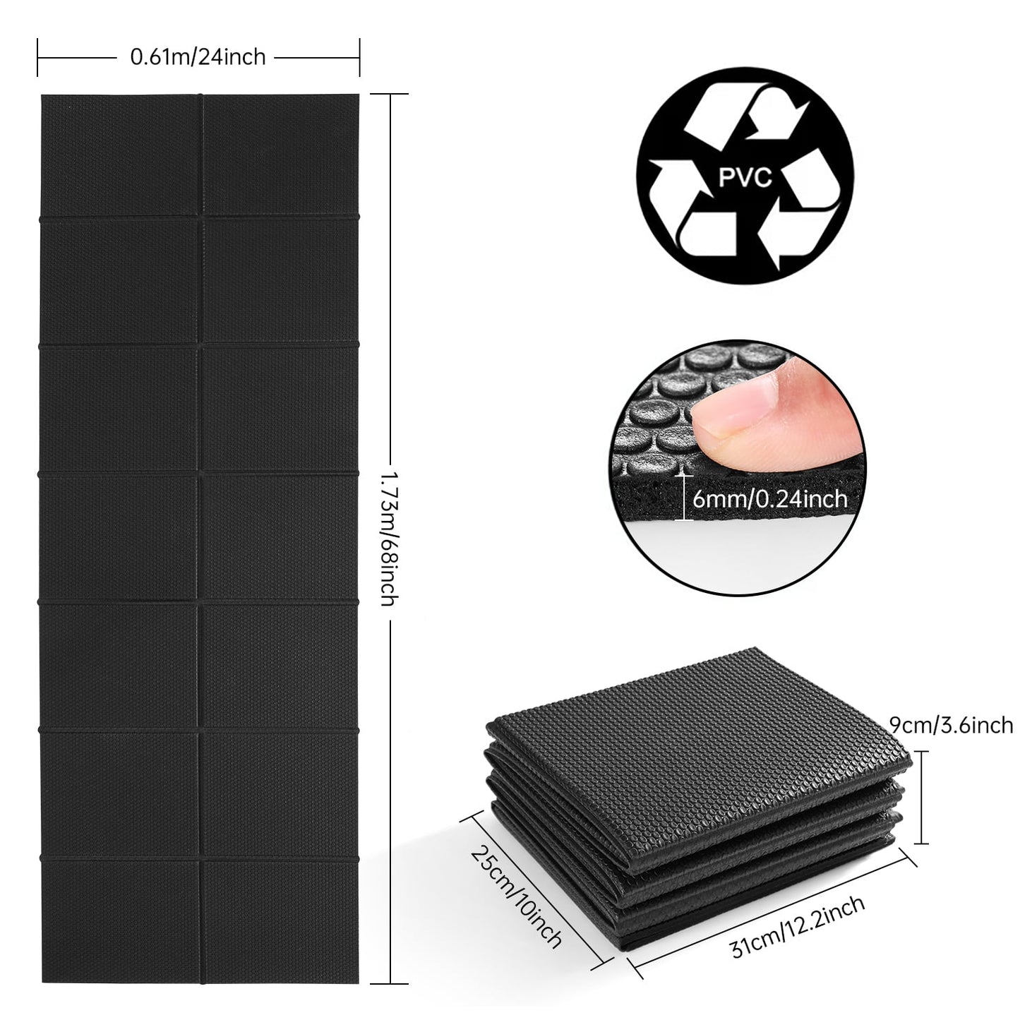 Aship Foldable Treadmill Mat, 68''x24'' High Density Non-Slip Exercise Equipment Mat for Stationary Bike/Indoor Riding/Home Gym, 1/4" Thick Hardwood Floor Carpet Protection, Noise Shock Absorption