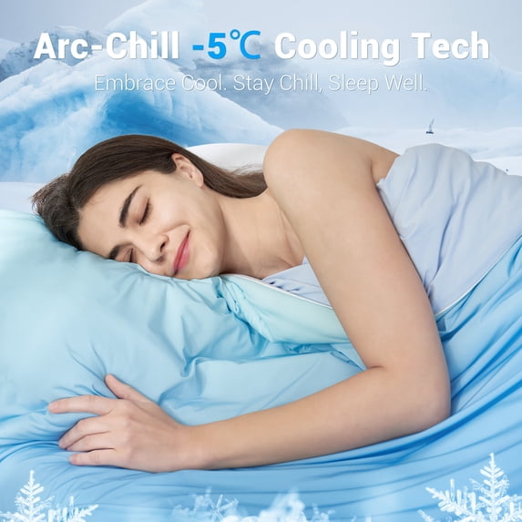 Aship Cooling Comforter King Size, Gradient Dual-Sided Q-Max>0.5 Arc-Chill Summer Comforter, Breathable Skin-Friendly Cooling Quilt for Hot Sleepers 90" x 108" Blue