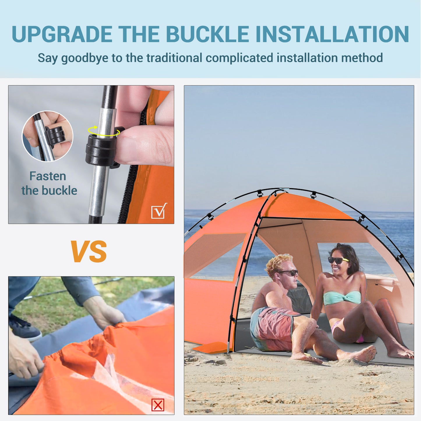 Aship Beach Tent, Spacious 4-5 Person Sun Shelter with Canopy, 360° Air Circulation UPF 50+ UV Protection Waterproof Portable Lightweight Tent for Beach