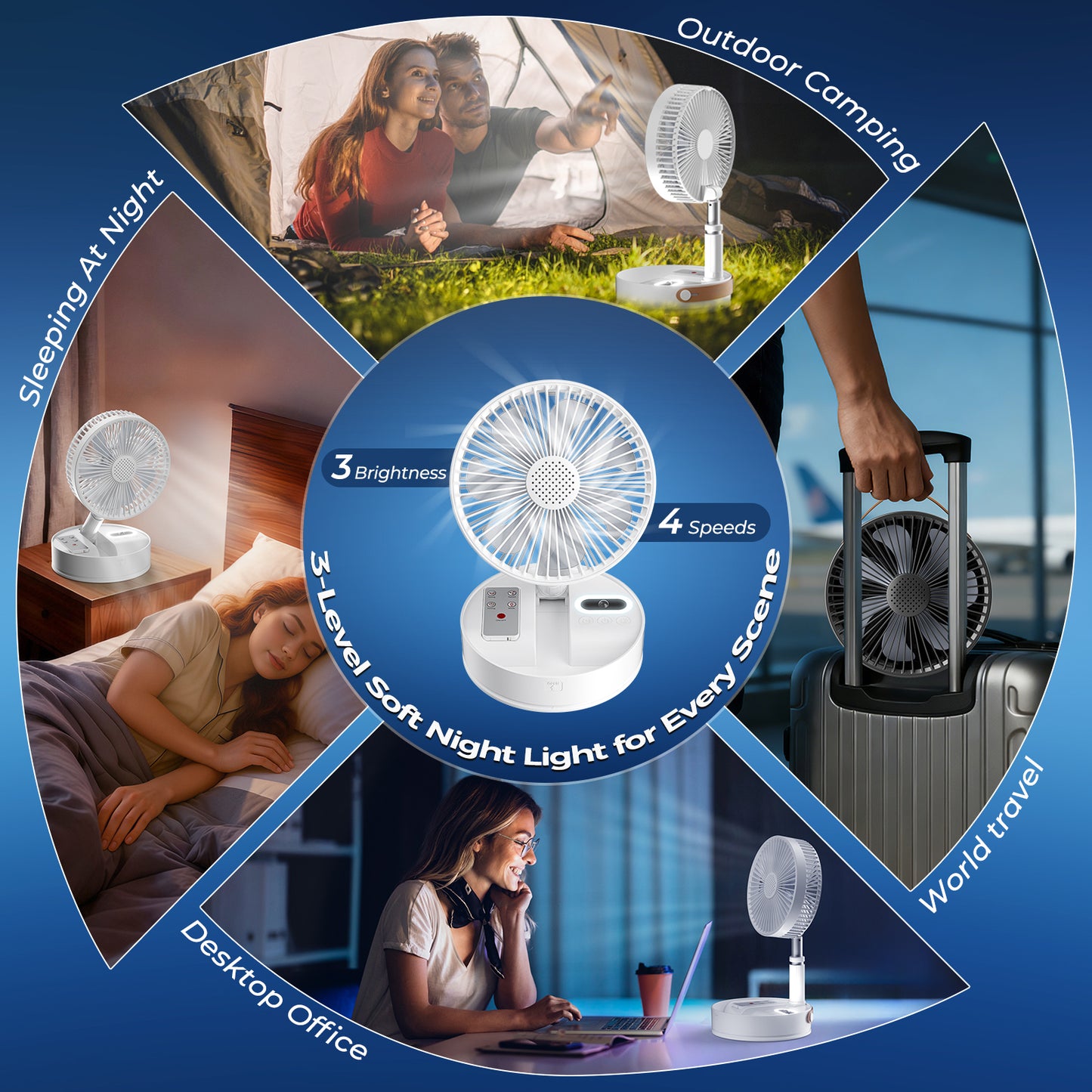 Aship Battery Operated Fan with Remote, 8in Height Adjustable Standing Fan with Night Light & Aroma Diffuser, 4 Speed 7200mAh Rechargeable Pedestal Fan for Bedroom Office Camping Travel