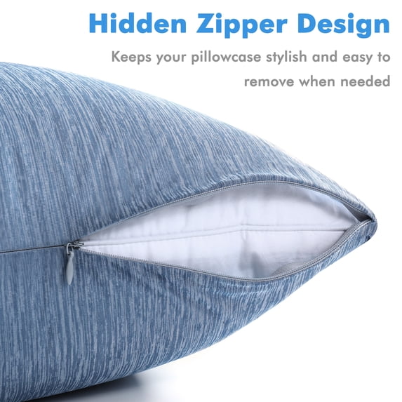 Aship Cooling Pillow Cases, Dual-Sided Summer Cooling Pillowcases, Arc-Chill Jade-Infused Fiber, Breathable & Moisture-Wicking, Non-Slip Hidden Zipper, Machine Washable, King 20''x36'', 2 Pack Blue