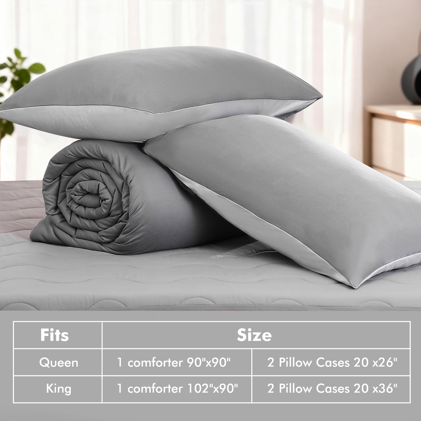 Aship Queen Comforter Set, 3Pcs Cozycash PCM Bedding Set with Temperature Regulating for All Season, Reversible Skin-friendly Bedding, 1Comforter & 2 Pillowcases Beige