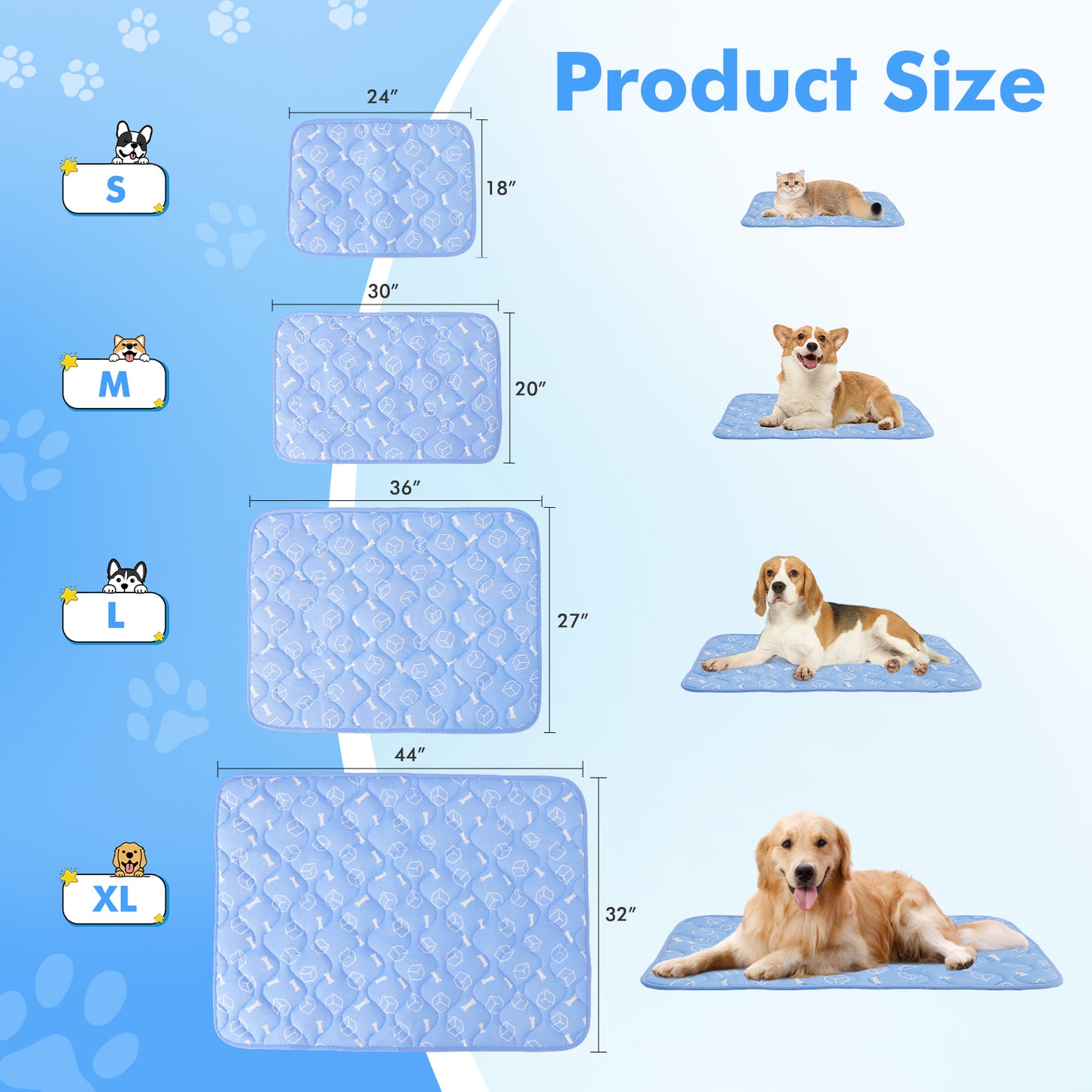 Aship Thicken Pet Cooling Mat, Self-Cooling Mat for Cat, QMX>0.5 Breathable Color Changing Pad, Anti-slip Waterproof Washable