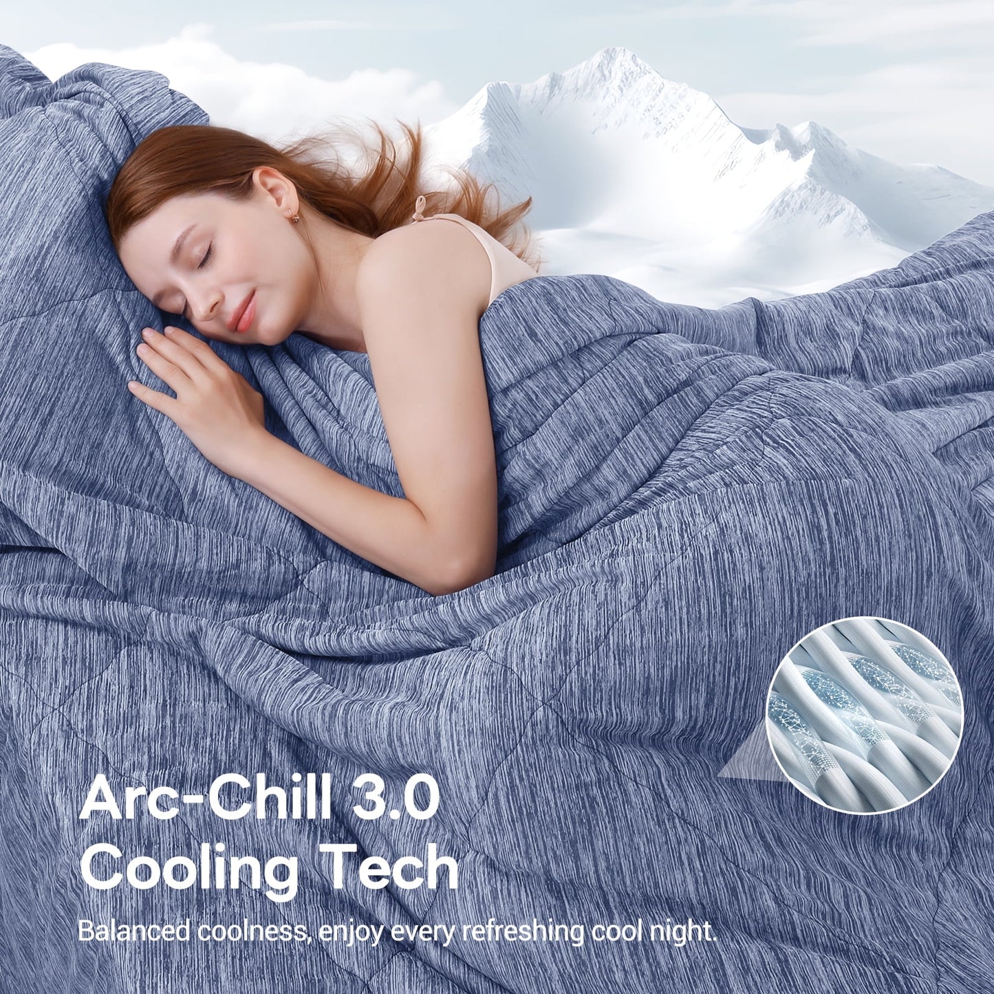 Aship Cooling Comforter Queen, Double Sided Cooling Blanket for Hot Sleepers, Q-Max 0.45, Arc-Chill Cooling Fabric, Lightweight Breathable Summer Comforter 79*87 in