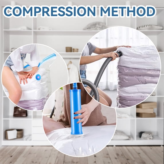 Aship Cube Vacuum Storage Bags, 6 pack Space Saver Bags Combo (2 Super Jumbo + 4 Jumbo + Hand Pump), Large Capacity Vacuum Seal Bags for Clothing Pillows Comforters Quilts Blankets, Closet Storage