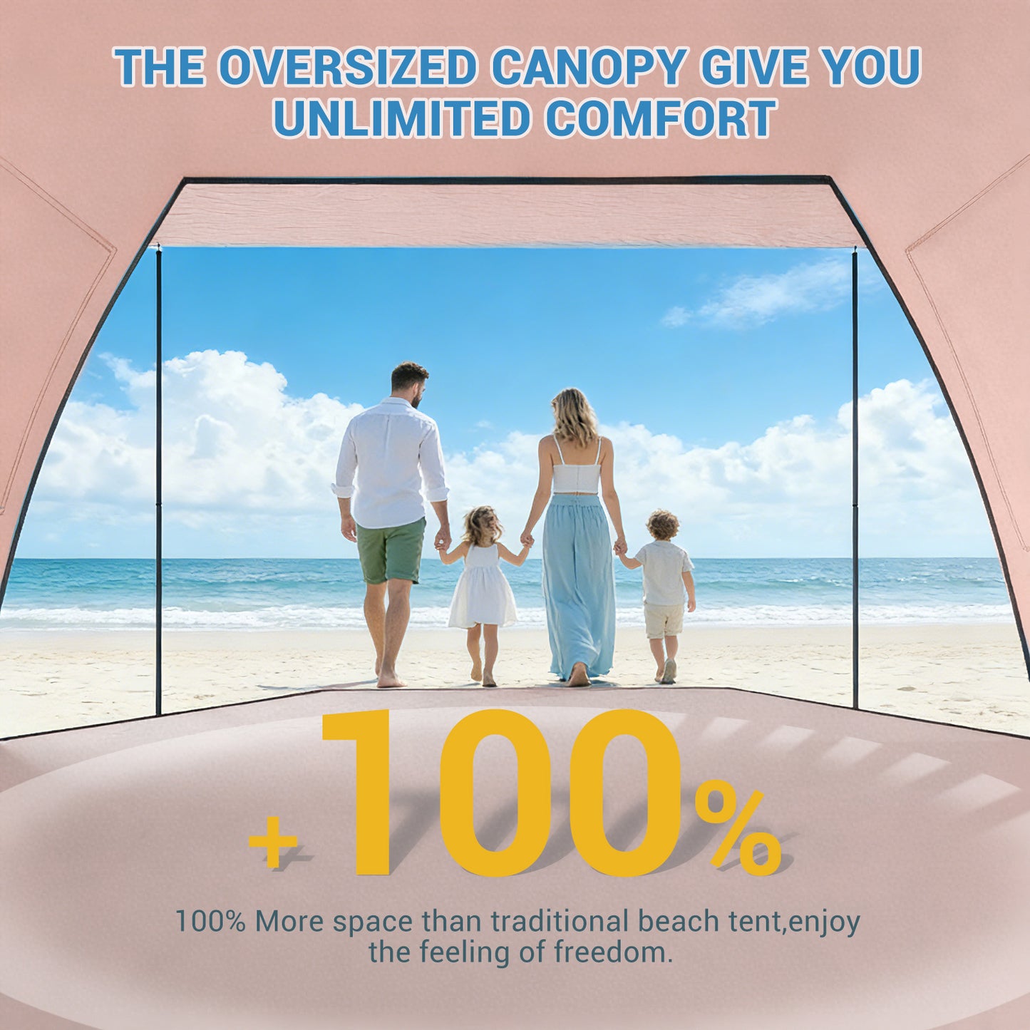 Aship Beach Tent, Spacious 4-5 Person Sun Shelter with Canopy, 360° Air Circulation UPF 50+ UV Protection Waterproof Portable Lightweight Tent for Beach