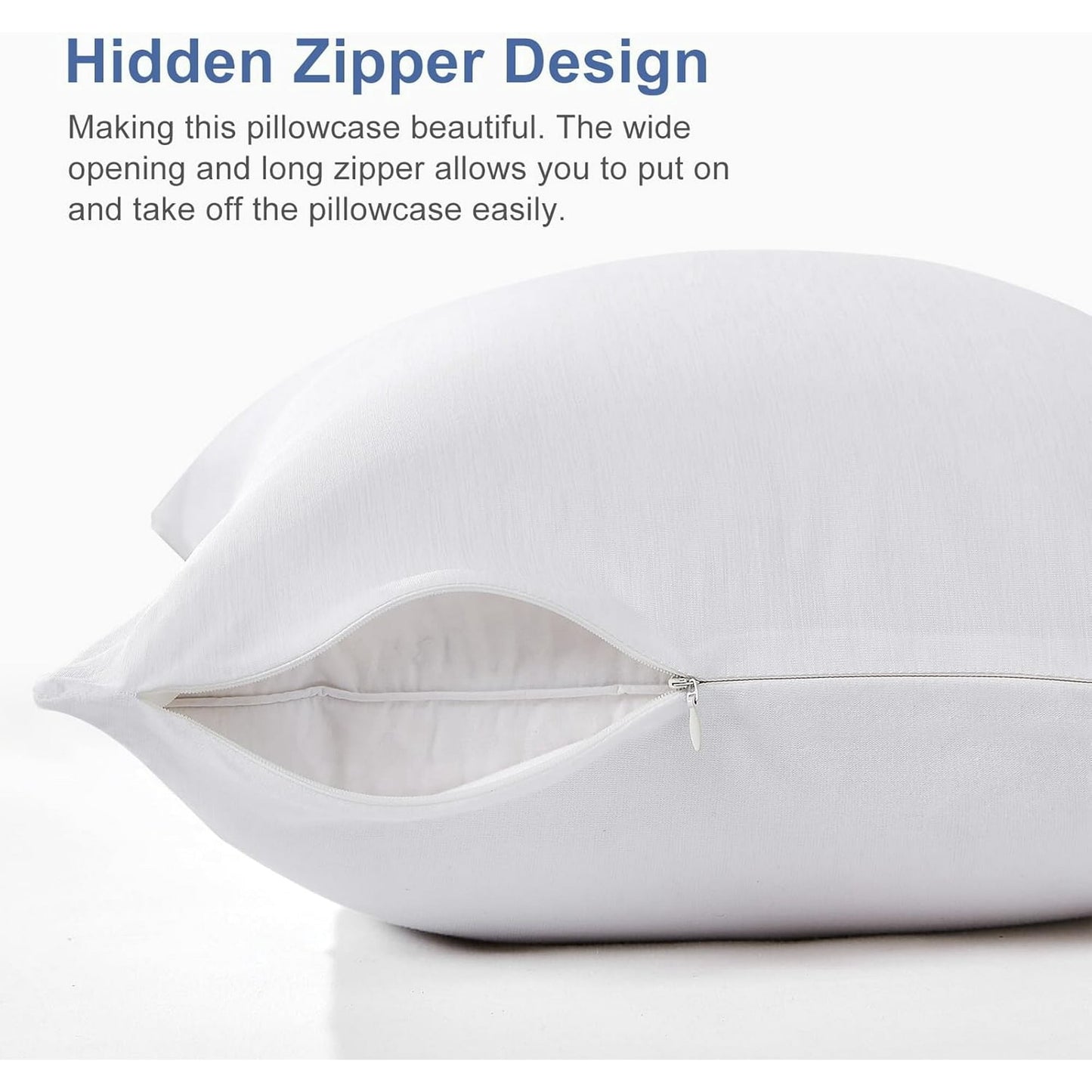 Aship Arc-Chill Cooling Pillow Cases, Q-Max >0.45 Jade-Infused Dual-Sided Summer Cooling Pillowcase, Smoother Skin & Frizz-Free Hair, Hidden Zipper, Machine Washable, King 20''x36'', 2 Pack White
