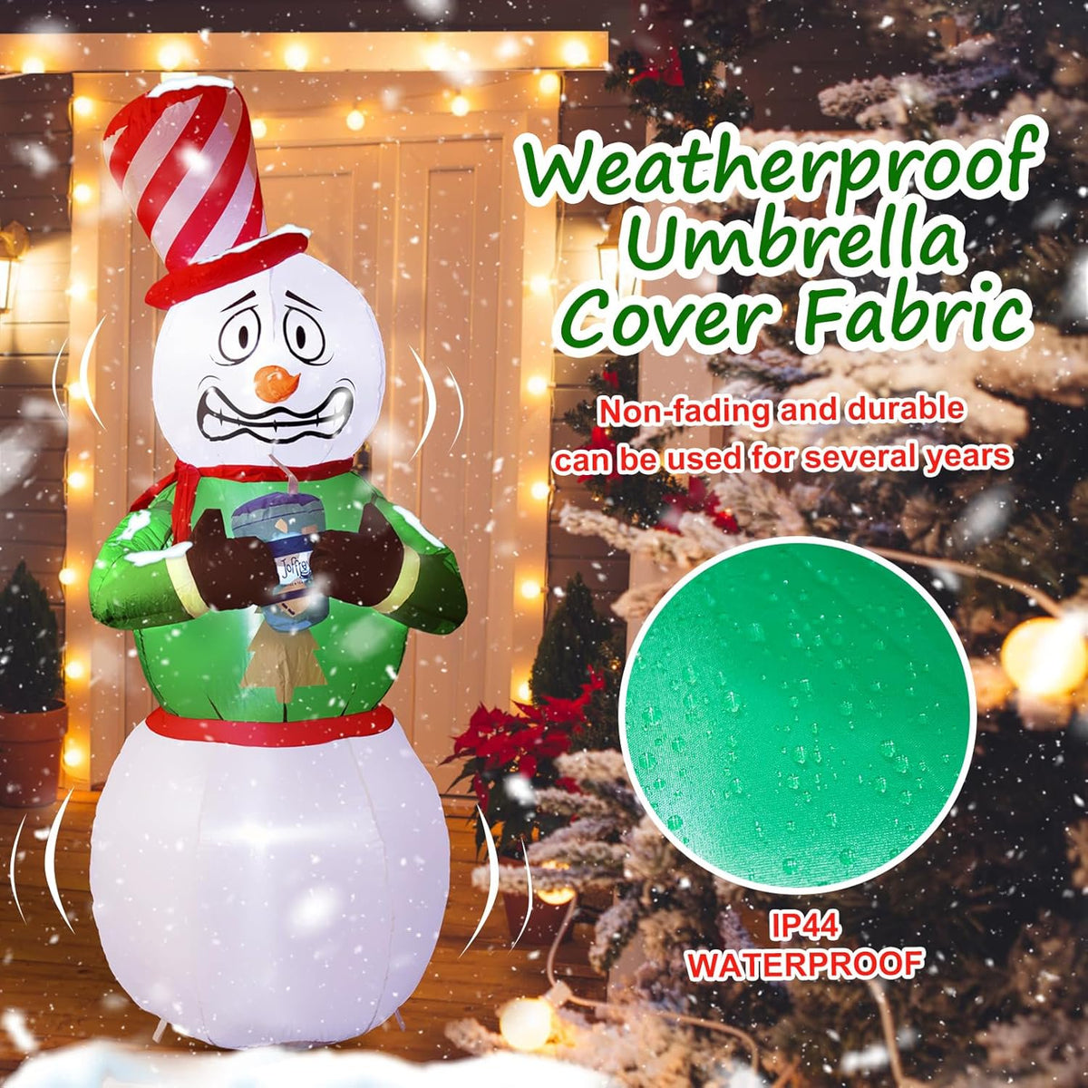 Aship 6 FT Animated Snowman Christmas Inflatables Outdoor Decorations, Shivering Snowman Inflatable with LED Lights, Funny Christmas Blow Up Yard Decorations for Garden Patio Lawn Party Xmas Decor