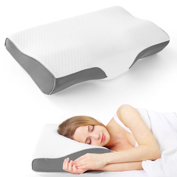 Aship Cervical Pillow for Neck Pain Relief, Ergonomic Contour Memory Foam Pillows, Breathable Cooling Pillow for Hot Sleepers, Neck Pillow for Side Back Stomach Sleeper, Machine Washable, 24''x13''